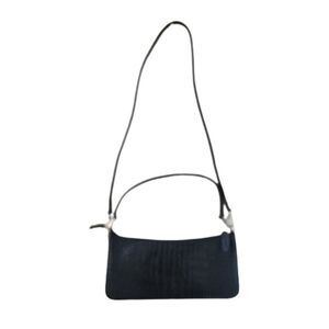 Giani Bernini Crocodile Genuine Leather Shoulder Bag Small Black Y2K 2000